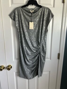 Elan Silver Ruched Dress